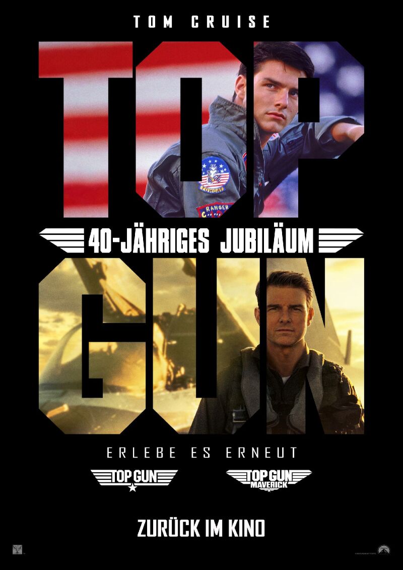 Szene aus Top Gun u. Top Gun Maverick - 40-jähriges Jubiläum
